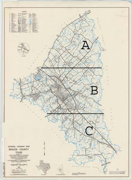 Brazos Valley 1980 Highway map