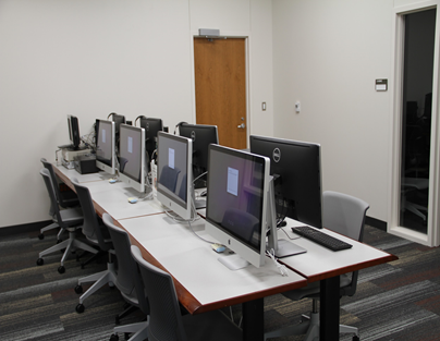 Row of computers in the media lab