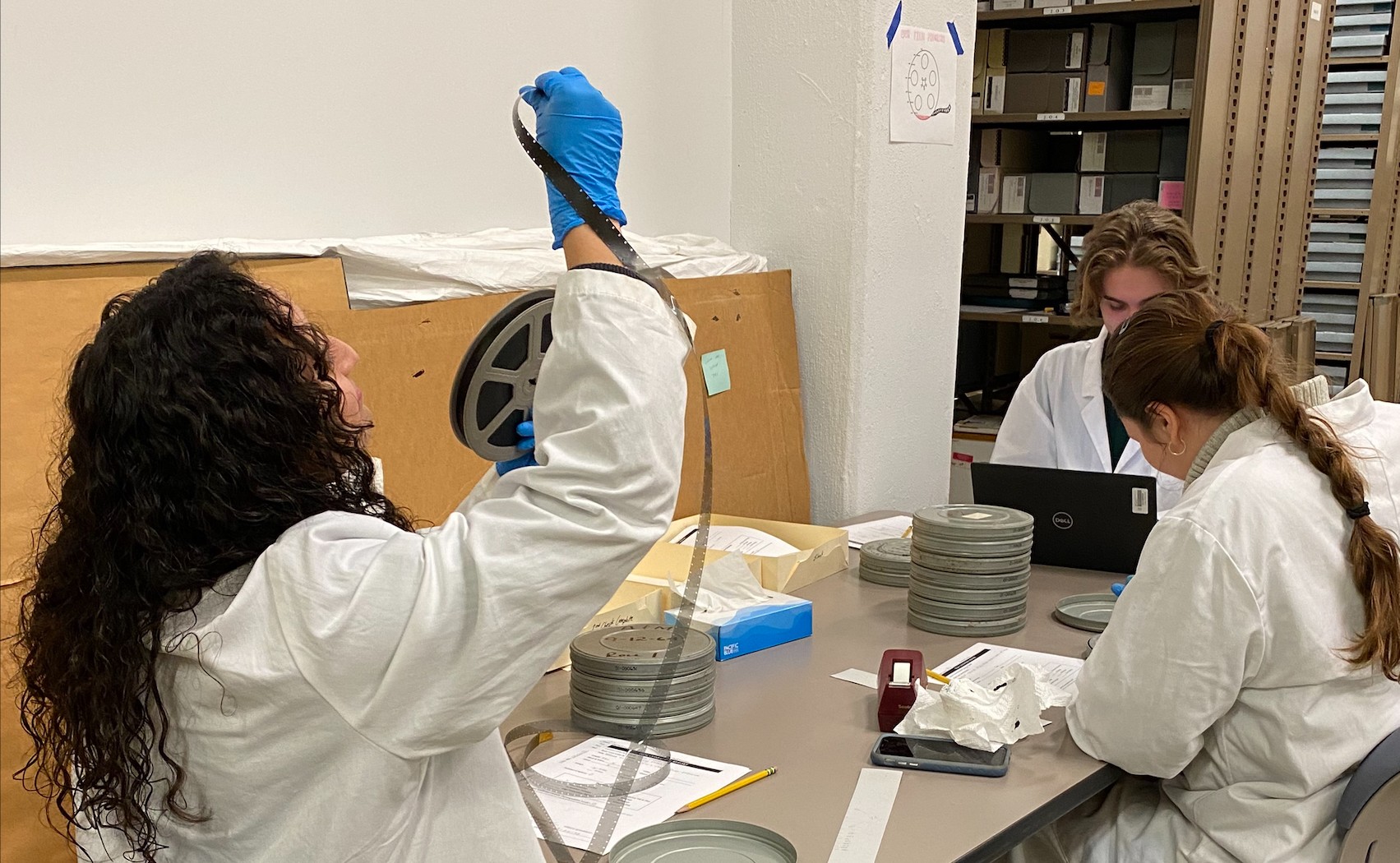 students working in the library